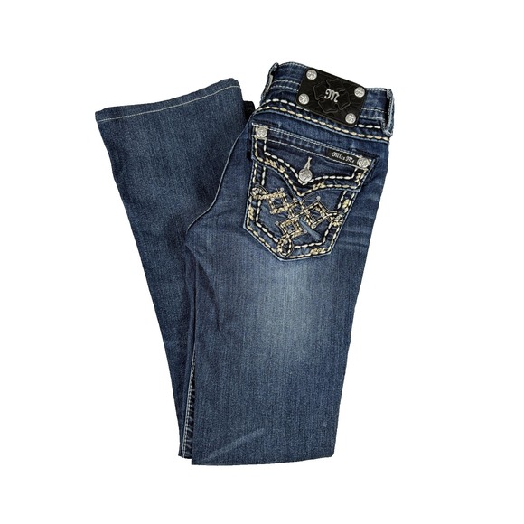 Miss Me Jeans Womens 27 Medium Wash Bootcut Signature-Rise Western Cowgirl - Picture 1 of 12